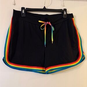 HDE NWOT Women’s Black Rainbow Trim Women's Shorts Sz XL